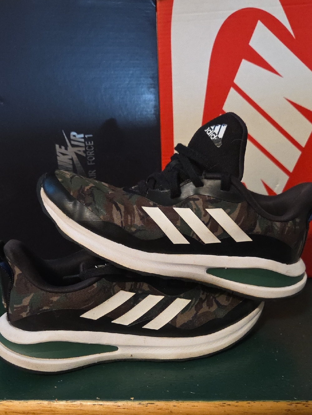 adidas Camo Athletic Sneakers in Green, Black, White